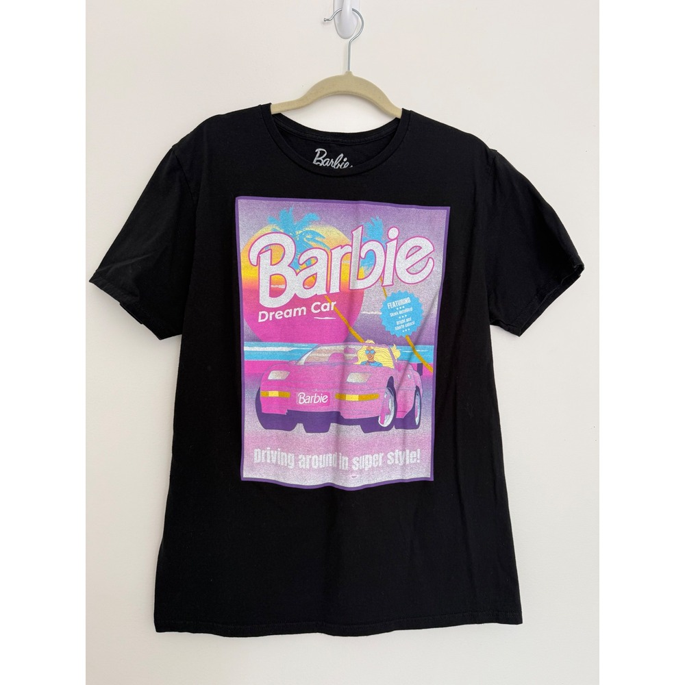 Barbie Dream Car Driving in Super Style!‎ Large Mattel 2023 Black T-Shirt 534